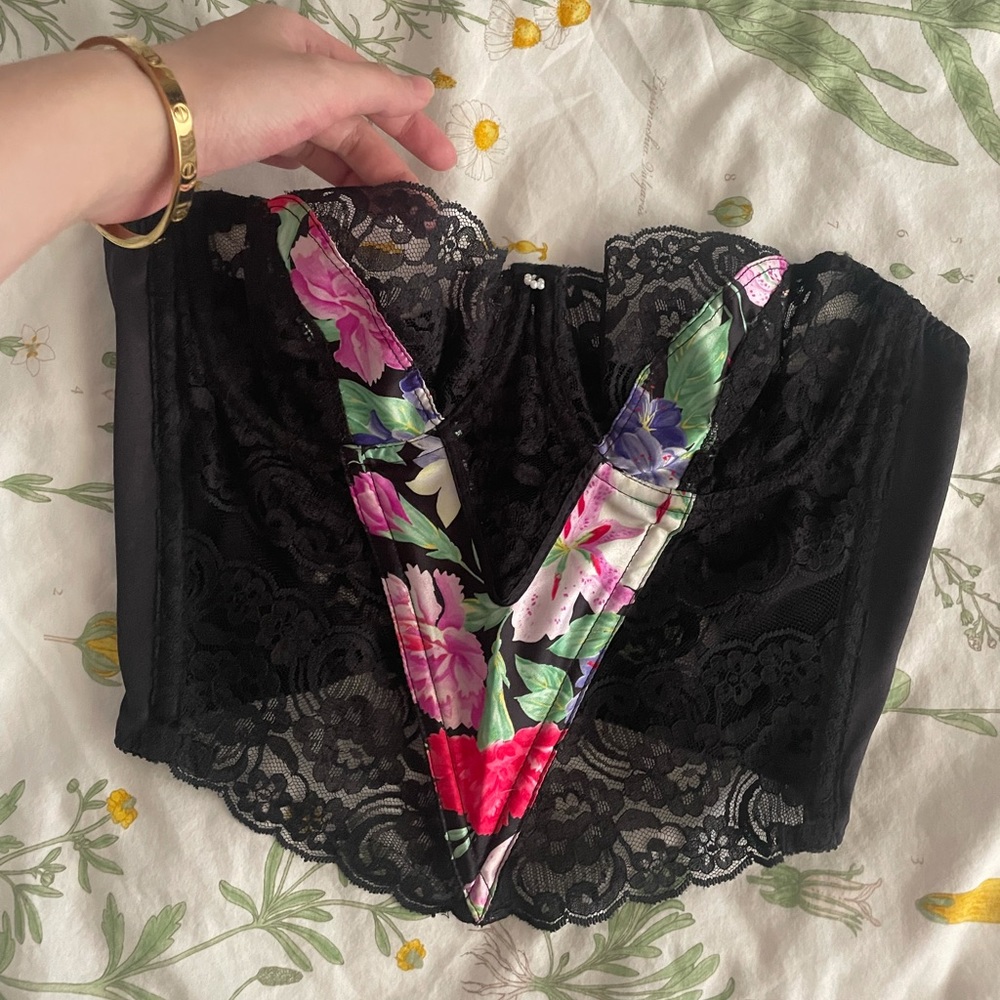 Christian Dior Black Floral Lace Bustier Corset